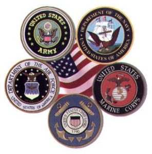 Emblems from all Branches of the US Military